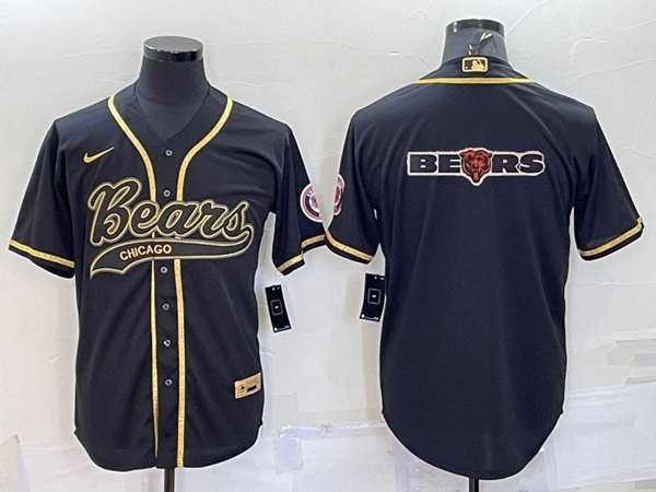 Men's Chicago Bears Black Gold Team Big Logo With Patch Cool Base Stitched Baseball Jersey,We sell and wholesale Men's Chicago Bears Black Gold Team Big Logo With Patch Cool Base Stitched Baseball Jersey on line form chian!